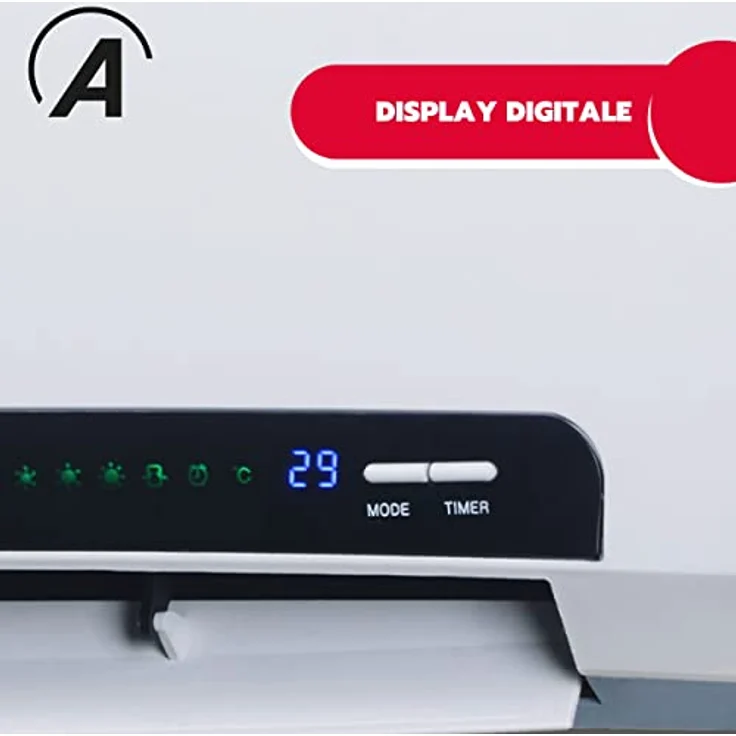 ARDES - AR4W08P PARETO X Keramik-Heizlüfter zur Wandmontage 2000W Waterproof, programmierb. Badezimmer-Heizlüfter, 12-Stunden-Timer, Keramik-Platte Silver Silk Smart m. digitalem LED-Magic-Display – Bild 3