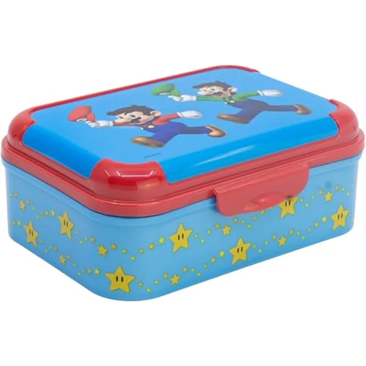 Super Mario Lunchbox, Brotdose für Snacks und Frühstück, mehrfarbig, 6,2 × 13,5 × 17 cm, robustes Material – Bild 1
