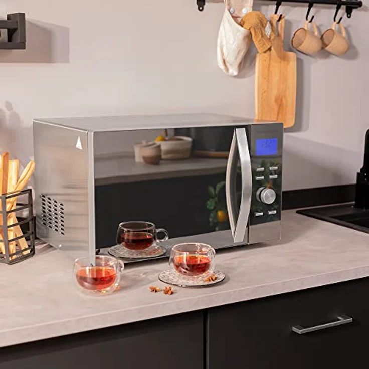 Cecotec ProClean 8110 Mikrowelle mit Grill, Standgerät, 28 Liter Garraum, 1000 Watt, Auftauen, silber – Bild 3