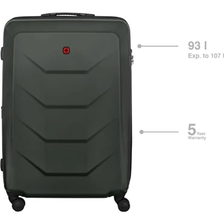 WENGER Prymo Large Hartschalenkoffer, erweiterbar, 93 (107) l, Sicherheitsschloss, anthrazit, mit 4 Rollen und komfortablem Trolley-Griff – Bild 2