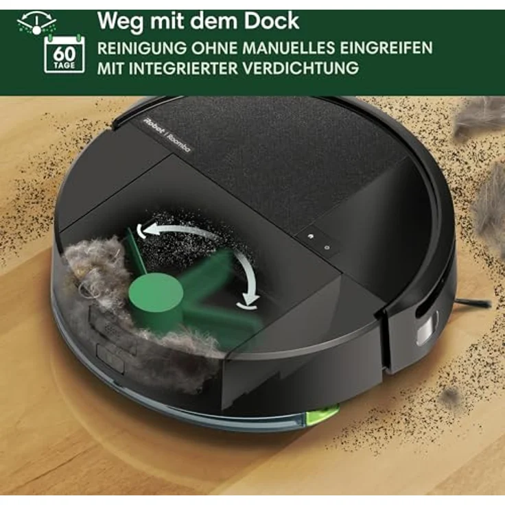 iRobot Roomba 205 DustCompactor Combo - Staubsauger-Roboter - ClearView LiDAR - 7000Pa - 180 mins - SmartScrub - Umfährt Hindernisse - App - Schwarz – Bild 3