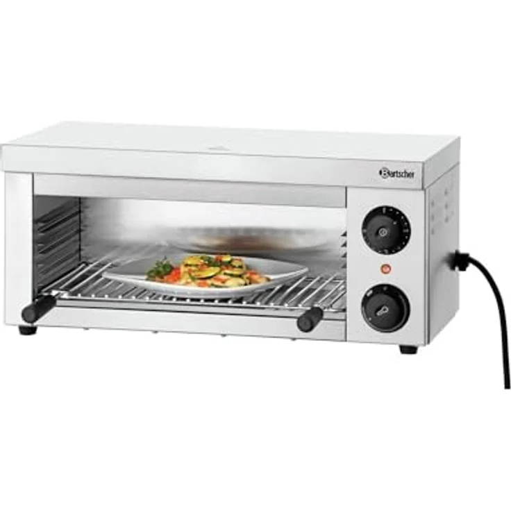 Bartscher Salamander 100, Tischgrill mit Chromnickelstahlgehäuse, Zeitschaltuhr und schnelle Aufheizzeit, inkl. Fettauffangschale und Rost – Bild 5