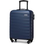 WITTCHEN Reisekoffer Handgepäck Kabinengepäck Rollkoffer Koffer Trolley ABS 4 Spinner-Rollen Zahlenschloss Teleskopgriff Groove Line Größe S Marineblau