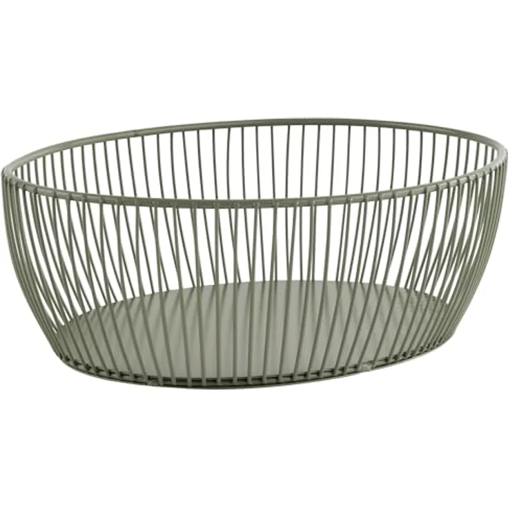 APS Brotkorb SVART, Metallkorb in Smoke Green, ovale Form, 24 x 19 cm, höhenverstellbar, stapelbar, handgefertigt – Bild 1