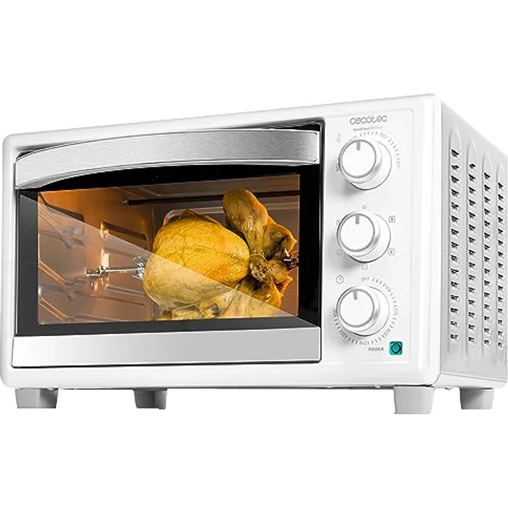 Cecotec Tischofen BakeundToast 3090 White Gyro, 30L, 1500W, 5 Funktionen, Konvektionsgaren, Drehspieß, Innenbeleuchtung, Krümelschublade, Doppelt verglaste Tür, Weiß – Bild 1
