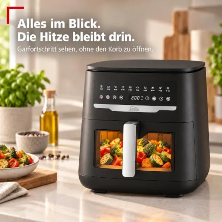 SOLIS OF SWITZERLAND Air Fryer Uno, Typ 8101, Heißluftfritteuse mit 10 Programmen, Sichtfenster, Rapid Air und zuschaltbarer Unterhitze – Bild 5