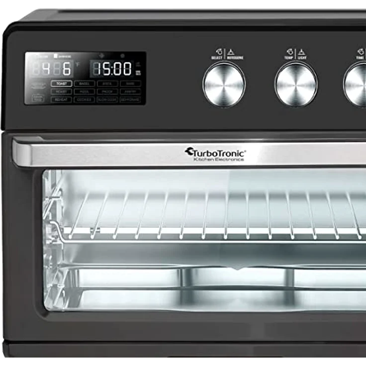 TurboTronic digitaler Heißluftofen - XXL 32 Liter mit Drehspieß für Hähnchen 5 in1 Mini Backofen, Dörrer & Power Heißluftfritteuse Airfryer ab 25°C – Bild 3