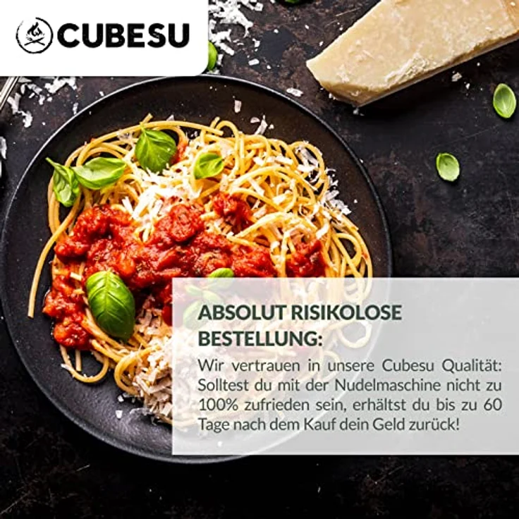 Cubesu Nudelmaschine manuell, Edelstahl Pasta-Maker mit Holzgriff, 9 Nudelformen, rutschfest, leichte Reinigung – Bild 7
