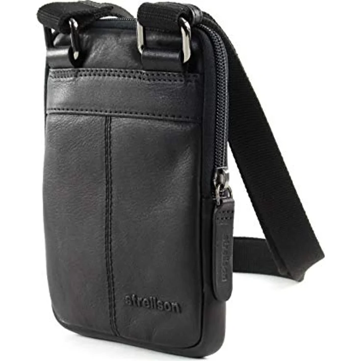 Strellson Hyde Park ShoulderBag XSVZ1, minimale Umhängetasche aus genarbtem Rindleder, schwarz, verstellbarer Schultergurt – Bild 5