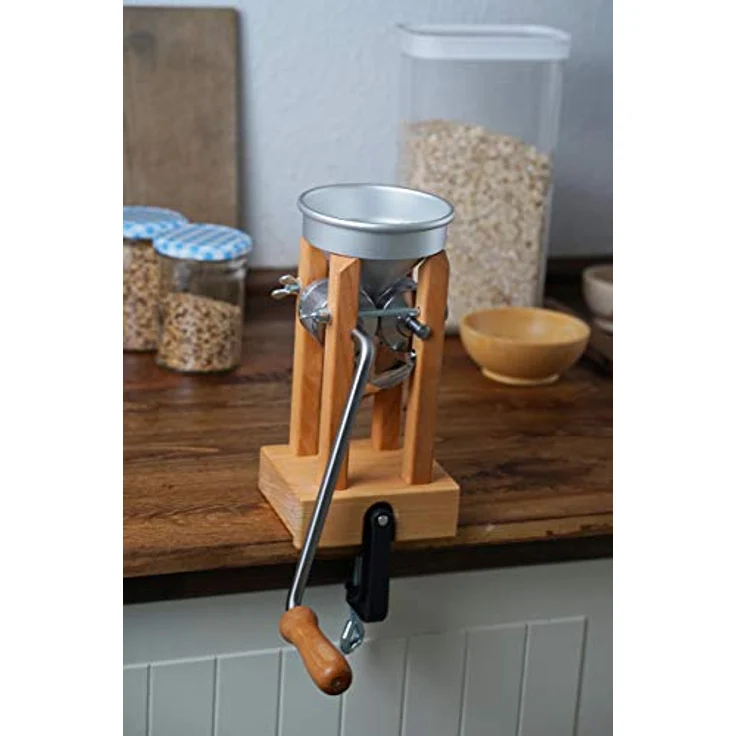 Eschenfelder Korn-Quetsche Tischmodell Alutrichter, Holz, 20 – Bild 9
