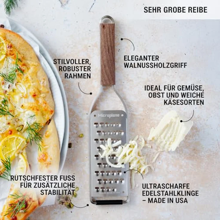 Microplane Reiben-Set Zester & Extra-Grob Walnuss Edelstahl aus der Master Serie für Zitrusfrüchte, Hartkäse, Muskatnuss, Kartoffeln, Karotten und Zucchinis – Bild 6
