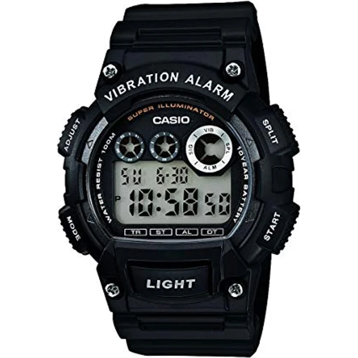 Casio W-735H-1AVEF, Herren Quartz Armbanduhr mit 47mm Gehäuse, LCD Zifferblatt, schwarzem Kunststoffarmband, 10 Bar wasserdicht, Zweite Zeitzone und Vibrationsalarm – Bild 1