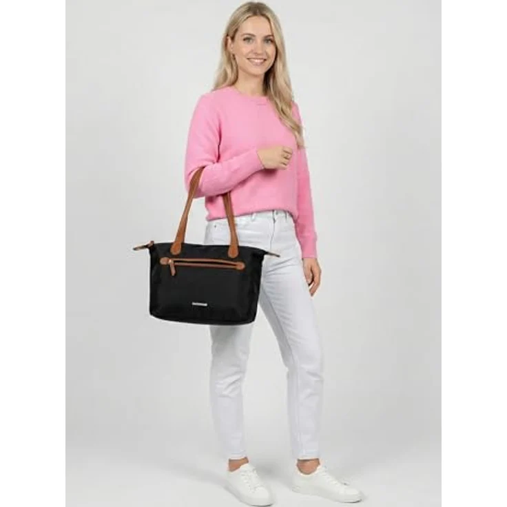 EMILY & NOAH Shopper E&N Jarina, Damen Tasche aus strapazierfähigem Nylon mit verstellbarem Umhängeriemen, schwarz – Bild 2