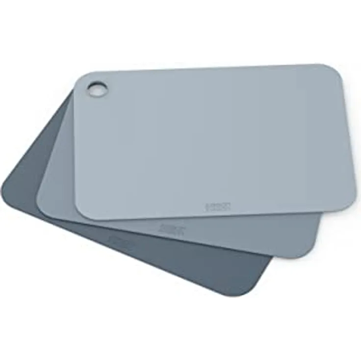 Joseph Joseph Pop - 3-teiliges doppelseitiges Schneidebrett-Set, flexibel, leicht zu lagern, spülmaschinenfest, himmelblau