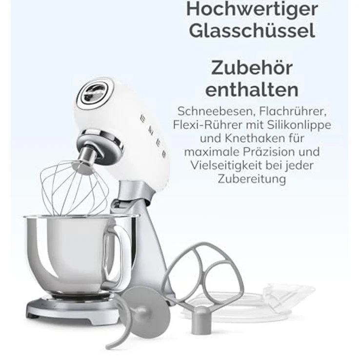 Smeg SMF04BLEU, Küchenmaschine 800 Watt mit 4,8 L Edelstahlschüssel, schwarz, Retro-Design – Bild 5