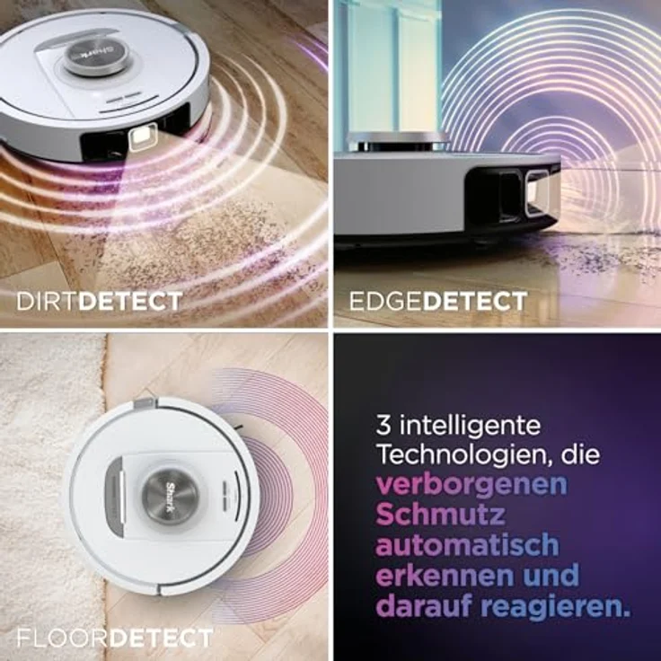 Shark PowerDetect Saugroboter selbstleerend mit 3D- & LiDAR-Navigation, Anti-Allergen- & Anti-Geruch-Basis, NeverStuck-Hindernisumgehung, Weiß AV2820VEEUWH – Bild 2