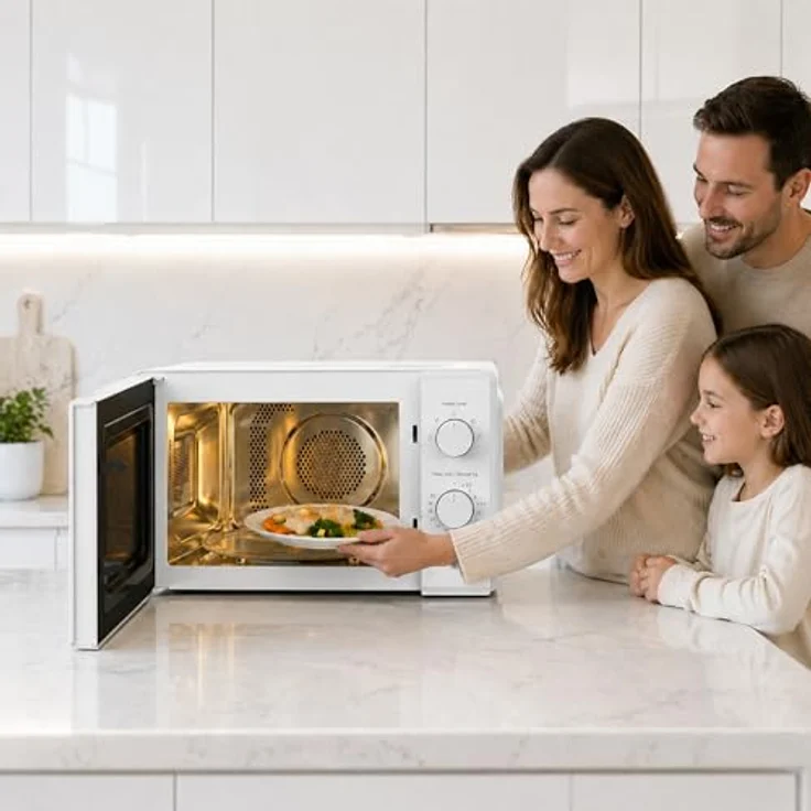Heinner HMW-MD20IVWH, Freistehende Mikrowelle 19 L, 700 W, 5 Leistungsstufen, Timer, Auffaufunktion, Weiß – Bild 10