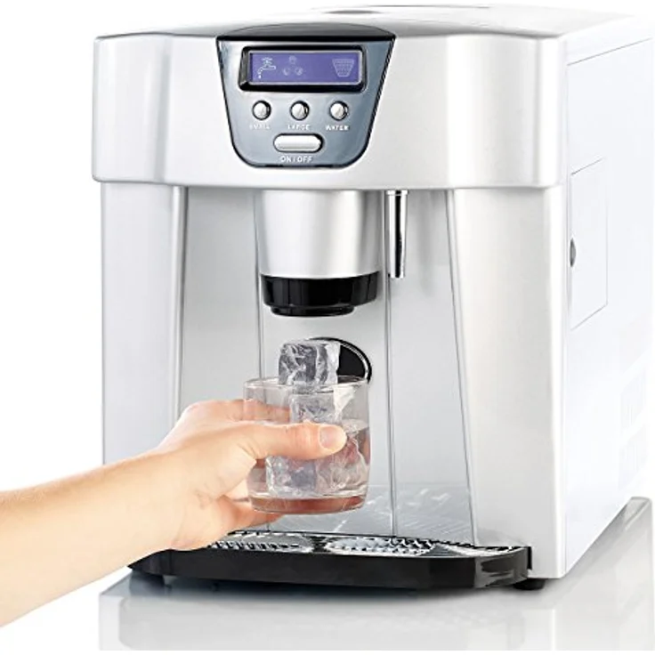 Rosenstein & Söhne Eiswürfelmacher EWS-2300, Eis- und Wasserspender mit 2 Eiswürfelgrößen, LCD-Display, weiß – Bild 2