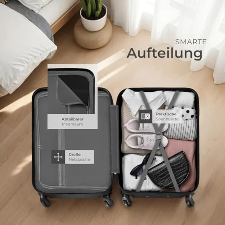 tectake Premium 3er Kofferset Talia, 3-teilig aus robustem ABS-Kunststoff, inkl. Kofferwaage und -anhänger, in Schwarz – Bild 9