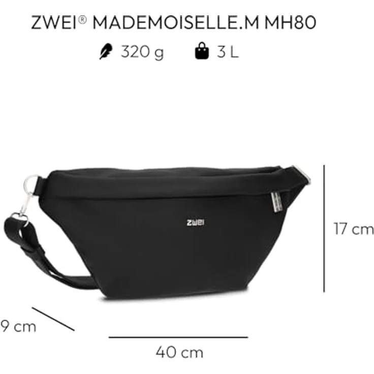 Zwei Mademoiselle.M Umhängetasche, 40 cm, nubuk schwarz, 100% Polyurethan – Bild 2