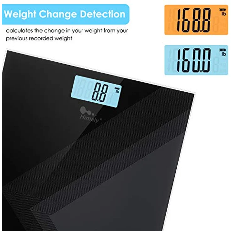 himaly Digitale Personenwaage Körperwaage mit Großem LCD-Anzeige Nachtsicht Ultradünnes Design Automatisch Waage Badezimmerwaage bis 180KG(400Lbs) – Bild 2