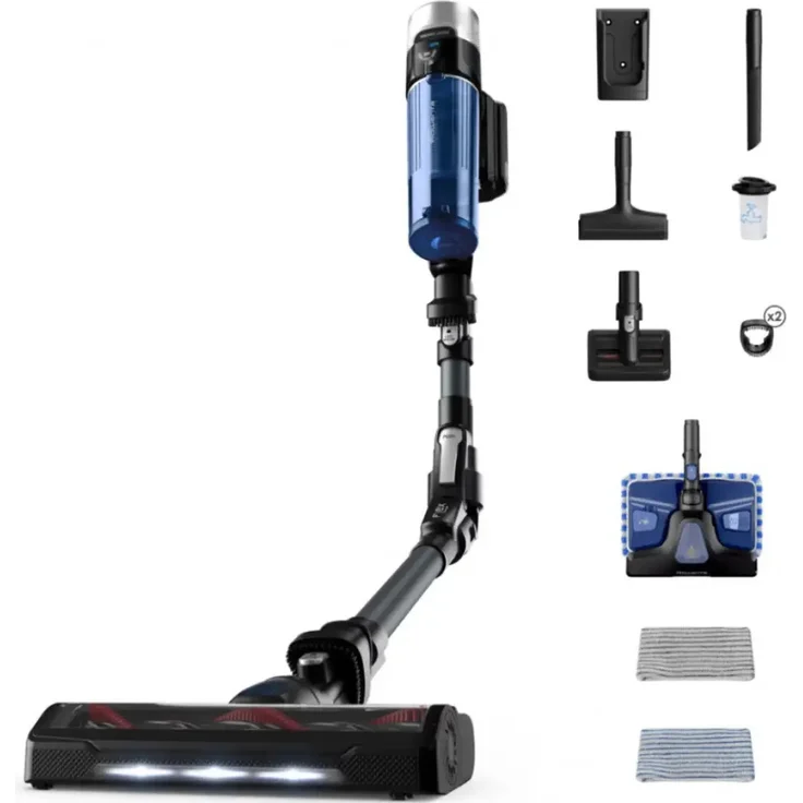 Rowenta X-Force Flex 9.60 RH20C7, 2-in-1 Handstaubsauger, Beutellos, Schwarz, Blau, 0,4 l, 60 min Laufzeit