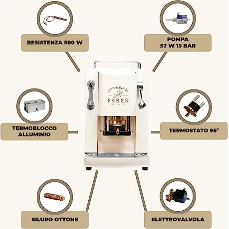 Faber Coffee Machines Espressomaschine Pro Deluxe ESE Pad 44 mm, einfache Reinigung, Tassenwärmer, schnelles Aufheizen, Chrom-Finish – Bild 7