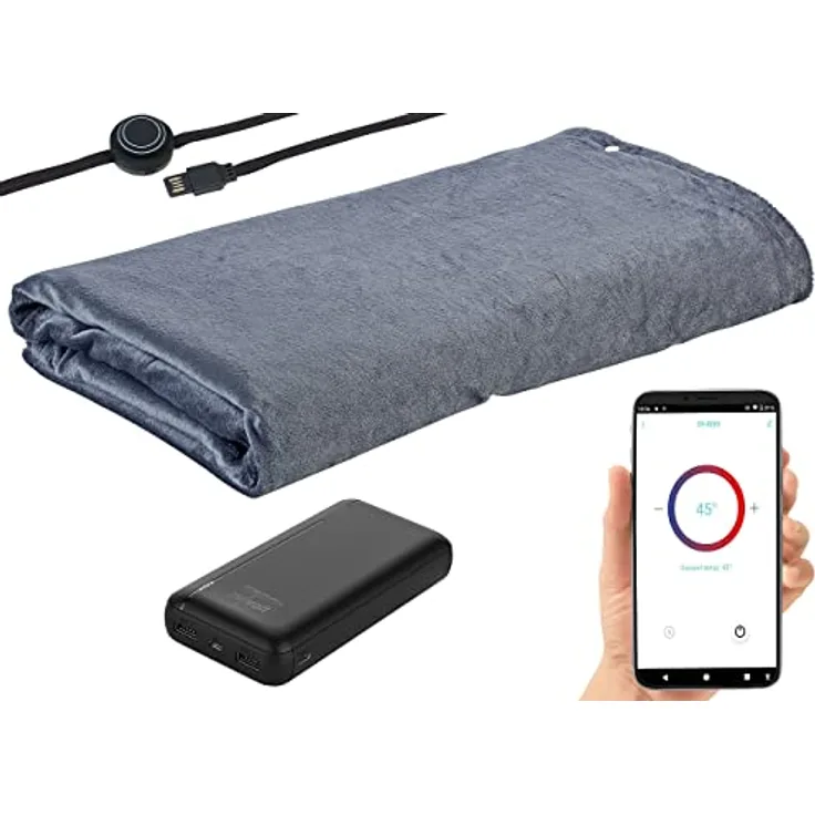 Wilson Gabor Powerstation: Smarte Heizdecke 180 x 100cm mit Bluetooth & Powerbank 20.000 mAh (Heizdecke elektrisch)