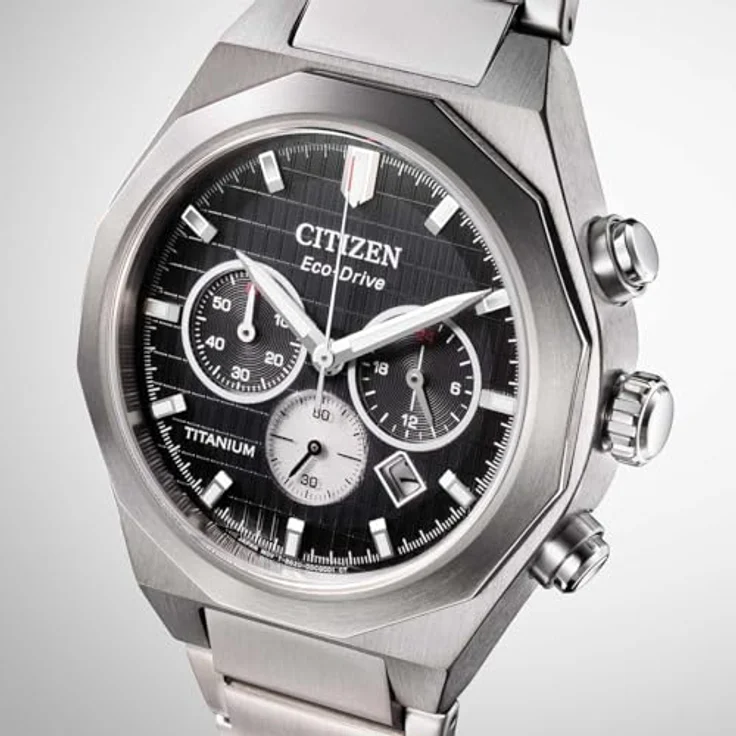 CITIZEN CA4690-51E Zenshin Senkei Eco-Drive Solar Chronograph, Silberfarbenes Super Titanium mit Gliederband – Bild 2