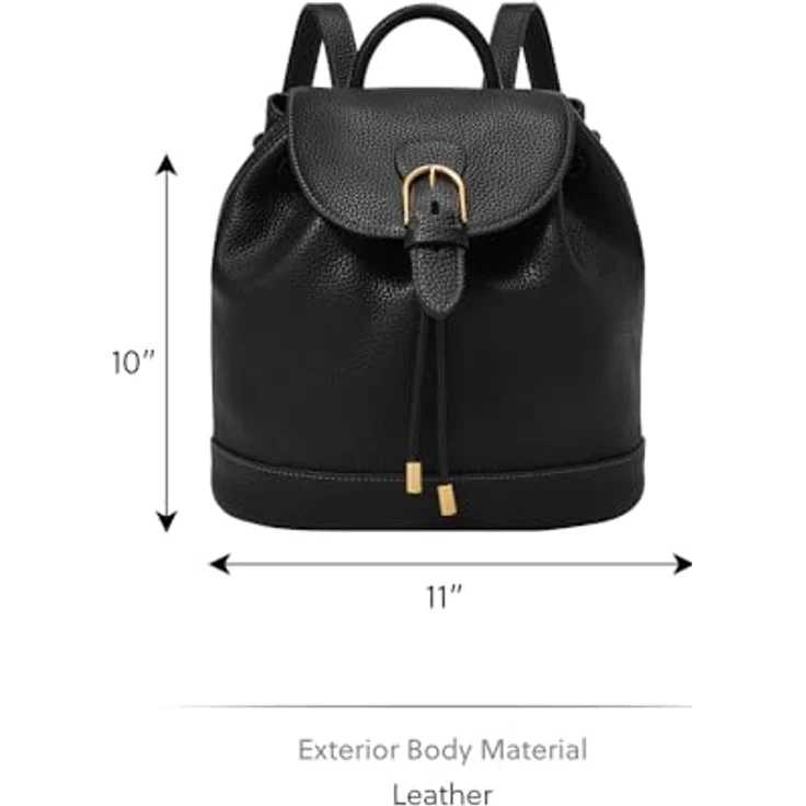 Fossil Everleigh Freizeitrucksack, schwarzes Echtleder mit Vintage-Style und verstellbaren Schultergurten – Bild 5