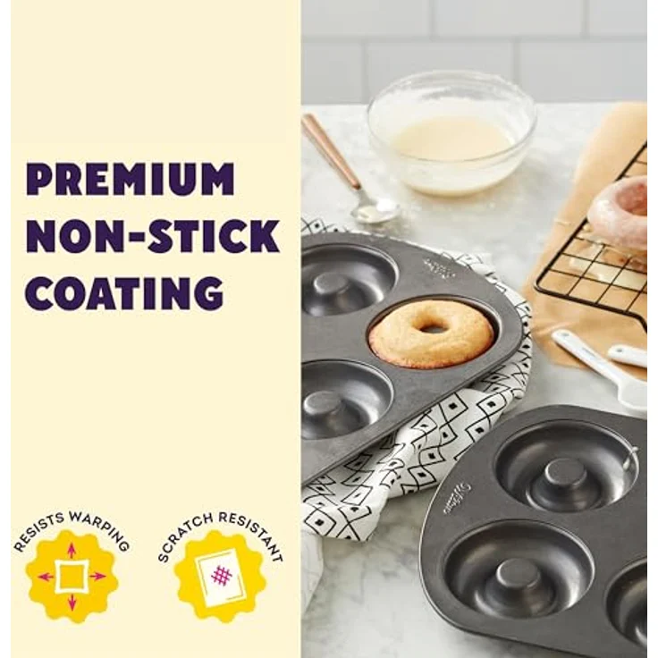 Wilton Donut-Backform mit 6 Mulden 6 Mulden (2 Stück) 2 Packung grau – Bild 5