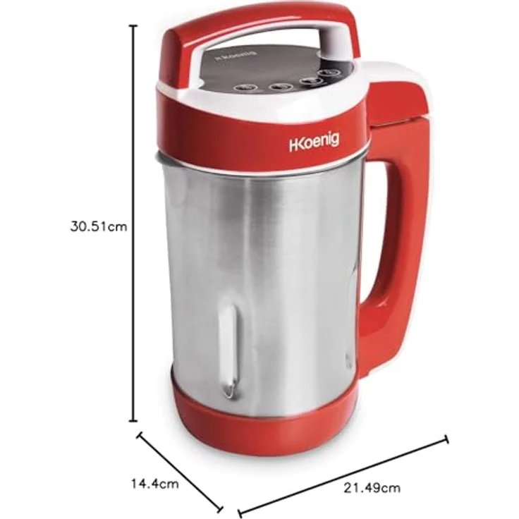 H.Koenig MXC18 Suppenzubereiter - Soup maker - 1,1 L Fassungsvermögen - Isotherm Behälter - 4 Programme - Temperatur bis 100°C - - 850 W - rot – Bild 7
