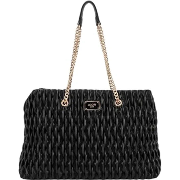 JOOP! Shopper Niecy Shopper, geräumige Einkaufstasche mit Zipper und verstärkten Ketten, schwarz