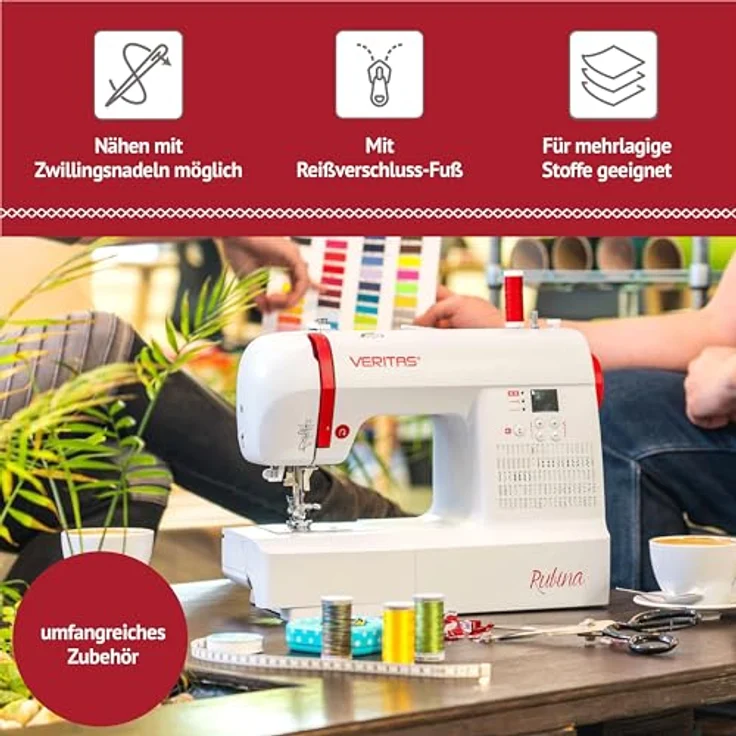 VERITAS Rubina Computer  -rot Computer-Nähmaschine, weiß – Bild 6