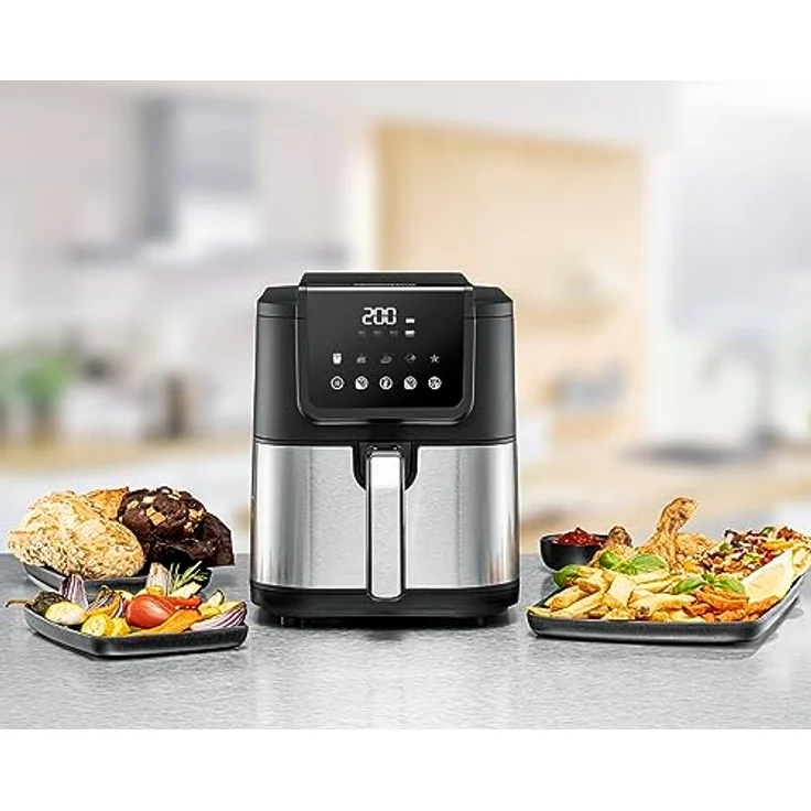 ROMMELSBACHER Heißluftfritteuse FRH 1500-5 Liter für 800 g Pommes, gleichmäßige Wärmeverteilung, leiser Betrieb, 5 Programme + 4 Temperaturstufen (individuell einstellbar), LED-Display – Bild 2