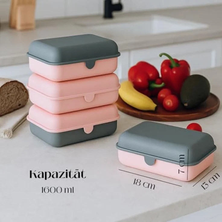 COFI 1453 Lunchbox 3er-Set, spülmaschinenfest, stapelbar, 1600 ml, BPA-frei, aus Kunststoff, Made in Germany – Bild 3