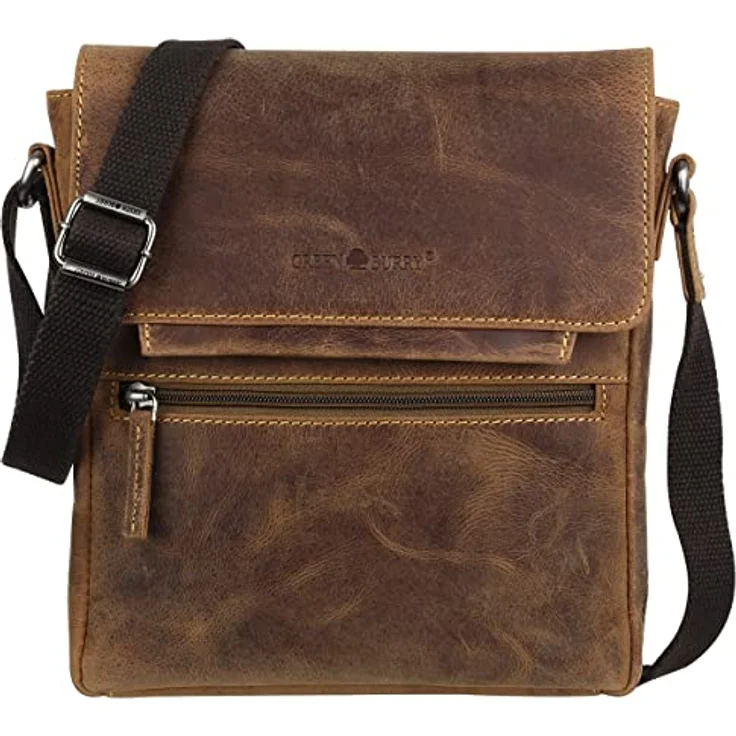 Greenburry Vintage Umhängetasche Leder, 22 cm, braun, 100% Leder – Bild 1