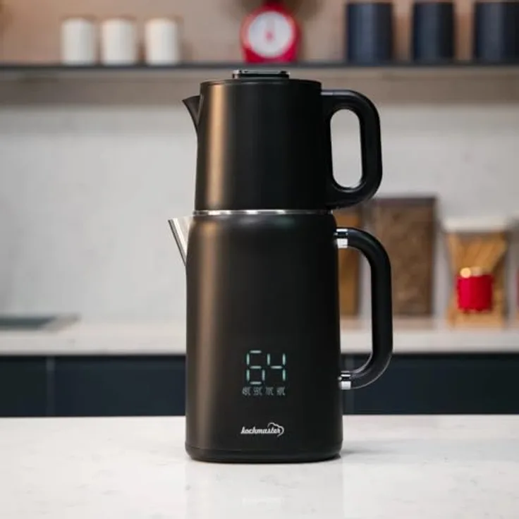 KOCHMASTER Dem Keyfi Pro Teemaschine, Digitale Teemaschine mit Temperaturregelung, 1.5L + 1.1L, 1800W, Edelstahl, Warmhaltefunktion, Überhitzungsschutz