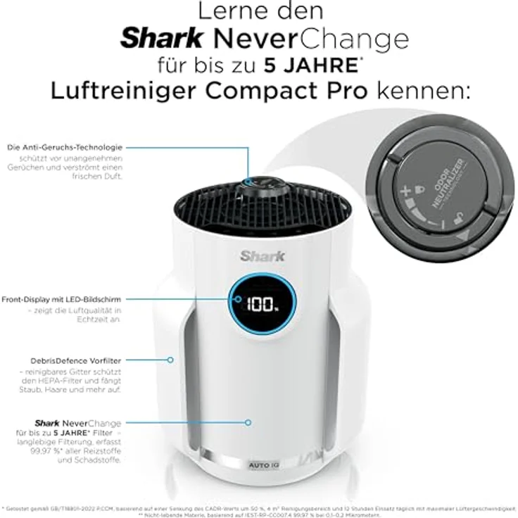 Shark NeverChange Luftreiniger Compact Pro für bis zu 5 Jahre - Weiß HP072EUWH – Bild 10