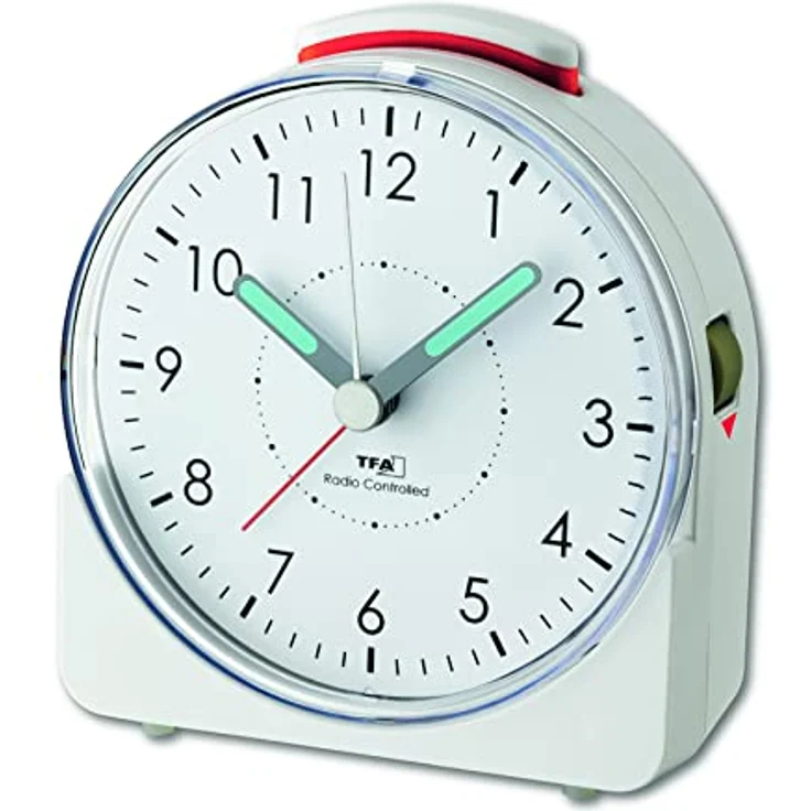 TFA Dostmann Analoger Funk-Wecker Sunrise, 60.1513.02, leises Uhrwerk, Weckalarm mit Snooze-Funktion, weiß – Bild 2