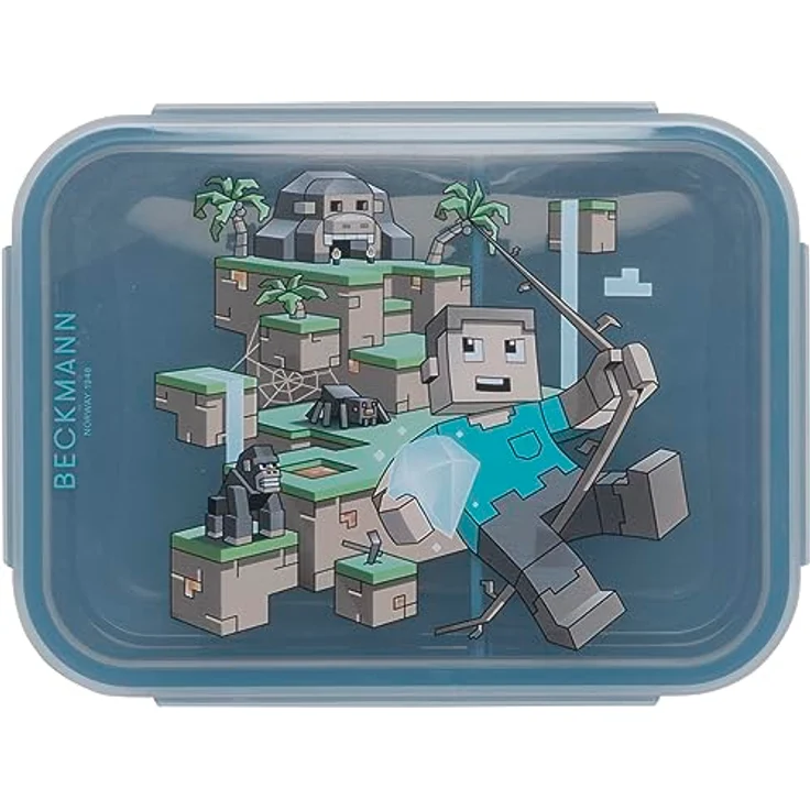 BECKMANN, Brotdose Jungle Game, für Kinder, mit herausnehmbarer Trennwand, Grundschule Lunchbox, Green – Bild 1