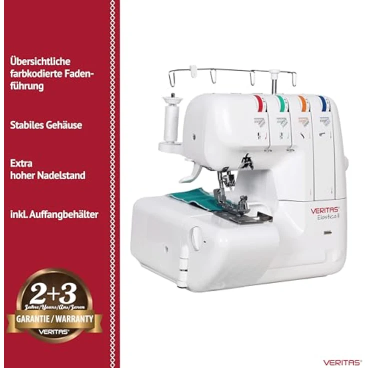 VERITAS Elastica Overlock  – Legendäre n seit 1894 Overlock-Nähmaschine, weiß – Bild 4