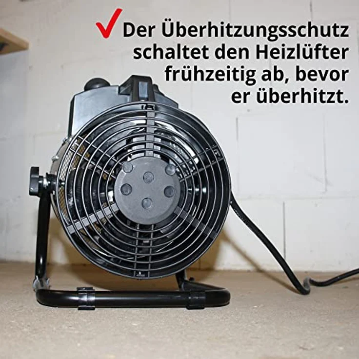 HECHT Heizlüfter 3000 Watt, mobile Elektro-Heizung mit 3 Leistungsstufen, Thermostat und Überhitzungsschutz für Baustellen, Garagen und Wohnräume – Bild 5