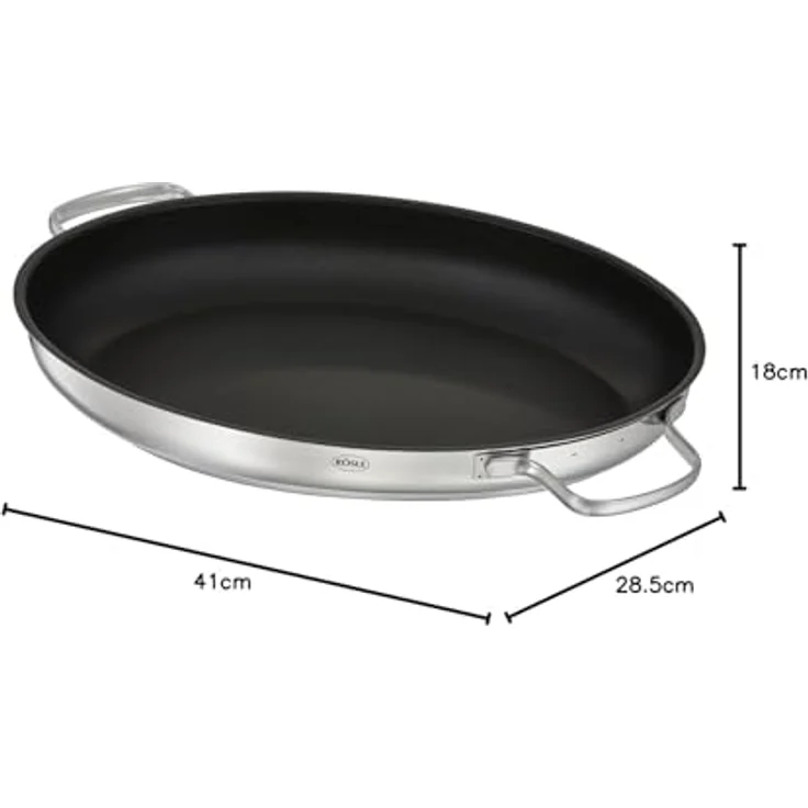 RÖSLE ELEGAN Bräter oval mit Antihaftversiegelung ProPlex, Edelstahl 18-10, silber-schwarz, Deckel als Pfanne verwendbar, Profiqualität, induktionsgeeignet, spülmaschinengeeignet – Bild 5