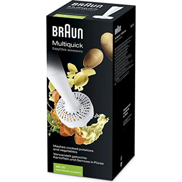 Braun Kartoffelstampfer Aufsatz MQ 50 - Stabmixer Zubehör kompatibel mit Braun MultiQuick 3 - 7 mit EasyClick System, weiß – Bild 5
