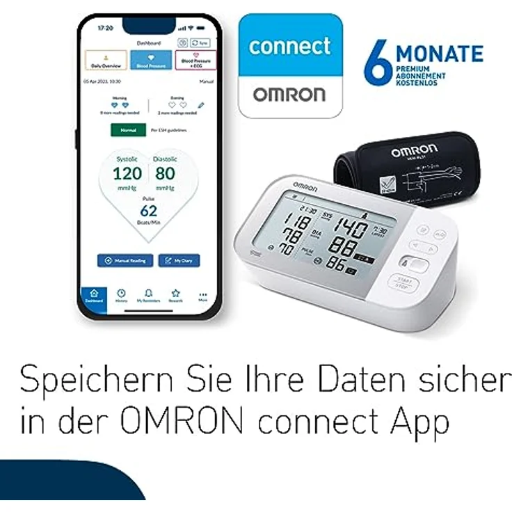Omron X7 Smart Oberarm-Blutdruckmessgerät mit Bluetooth und Intelli Wrap Manschette  – Bild 6