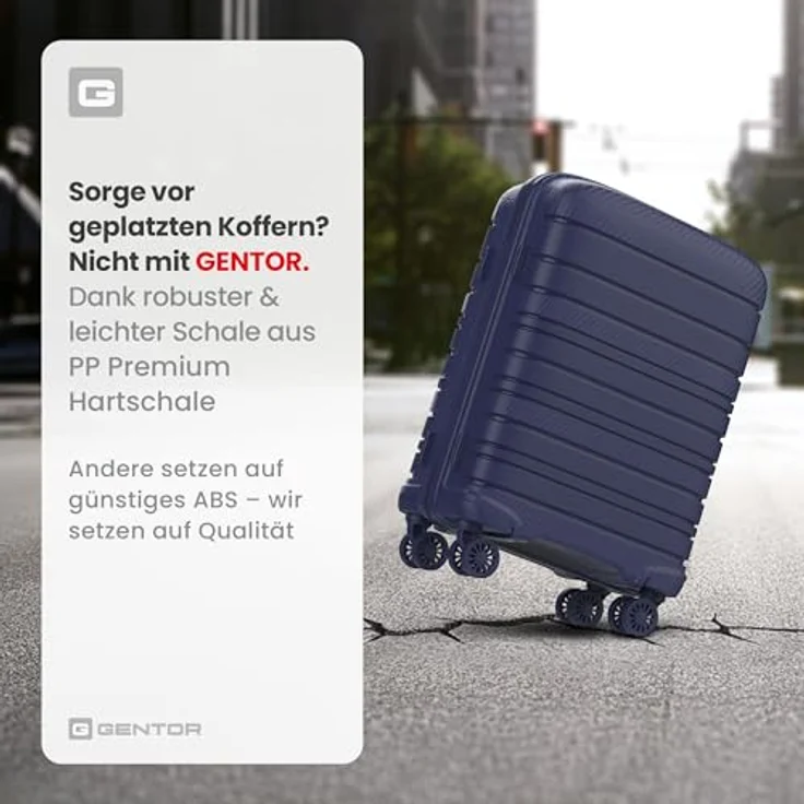 GENTOR Koffer Reisekoffer Carbonoptik Hartschalenkoffer Trolley mit TSA-Schloss, leicht und mittelgroß (Navy Blau, L), 68 Liter – Bild 2