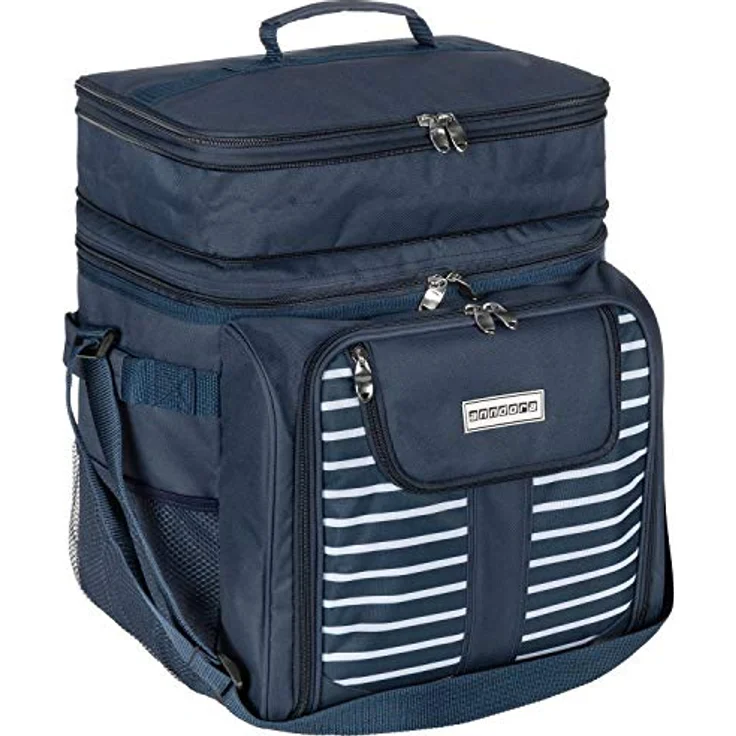 Anndora Picknicktasche Kühltasche inkl. Zubehör 4 Personen 29 Teile, navy, blau weiß – Bild 4