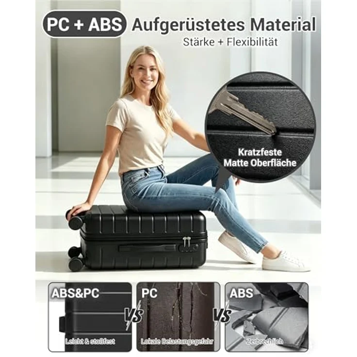 Shavont Koffer XL 76 cm, Leichter ABS+PC-Hartschalenkoffer mit 4 Rollen, 91,6 L Fassungsvermögen – Bild 3
