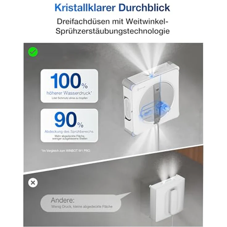 ECOVACS WINBOT W2S Omni, Fensterputzroboter mit TruEdge™-Technologie, 6-in-1-Multifunktionsstation, 3 Wasserdüsen, 12-stufiges Schutzsystem, schwarz – Bild 4